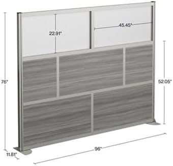 NBF Office Partitions - Cubicle Privacy Panel Wall Divider - Modern Room Separator with Quick Assembly - Indoor Laminate Free Standing Portable Room Divider Panel - 76" H x 96" W (Gray)