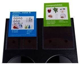 RecycleBoxBin Double Recycling Bin - Large Capacity (25 gal. per bin), All Plastic Construction, Light-Weight, with Changeable Label System