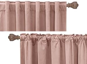 RYB Home Dusty Pink Velvet Curtains for Girls Bedroom - Blackout Thermal Insulated Drapes Window Treatment Luxury Solid Decor for Nursury Dorm, W52 x L90 inches, 2 Panels