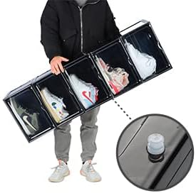 XL clear shoe storage boxes stackable, 8 Pack Large Shoe Boxes Clear Plastic Stackable, Drop side Sneaker Container Fit Size 13 (Black 8 Pack)