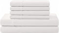 Linen Home 100% Cotton Percale Sheet Set, Full Size, Snow White, Deep Pocket, 6 Pieces Set - 1 Flat, 1 Deep Pocket Fitted Sheet and 4 Pillowcases, Crisp Cool and Strong Bed Linen