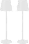 Cordless Table Lamp, Rechargeable Table Lamp with Touch Dimmable Control, Portable LED Desk Lamp for Indoor Patio (White-Round, 2)