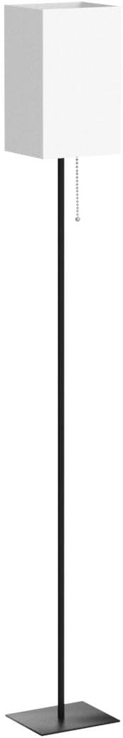 Floor Lamp for Living Room, Modern Standing Lamp for Bedroom with Linen Shade, Black Corner Floor Lamp for Office Kids Room, Bulb Included