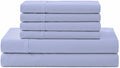 Linen Home 100% Cotton Percale Sheet Set, Queen Size, Baby Blue, Deep Pocket, 6 Pieces Set - 1 Flat, 1 Deep Pocket Fitted Sheet and 4 Pillowcases, Crisp Cool and Strong Bed Linen