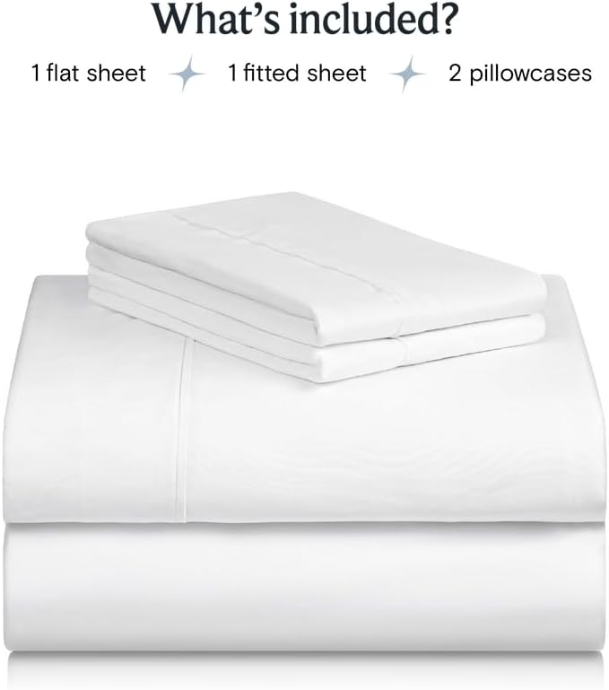 LuxClub Twin XL Sheets - Soft Kids Twin Bed Sheets for Boys and Girls, 4 PC Deep Pockets 18" Wrinkle Free Kids Fitted Sheets Machine Washable Hotel Bedding Silky Soft- White Twin XL