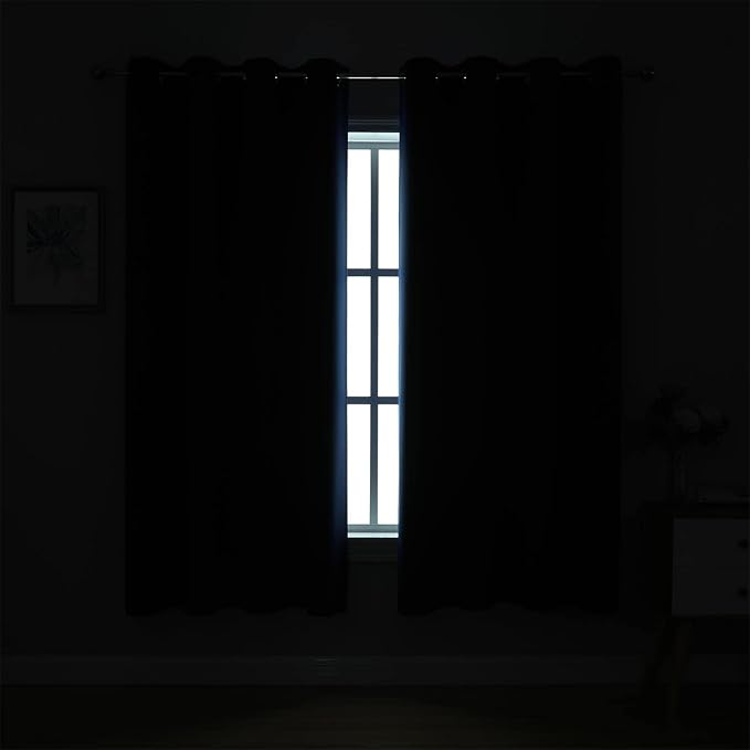 MIUCO Room Darkening Grommet Thermal Insulated Blackout Window Curtains Panels for Bedroom Set of 2 52x95 Inch Navy Blue, Bonus 2 Tie Backs Included