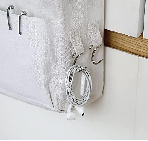 Someteth Bedside Caddy Organizer & Bedside Storage Basket Multi-Function Organizer for Bunk, Hospital Beds, Dorm Bed Rails,| Holds Magazines, Books, Glasses, Phone | Space-Saving (White 2 Pack)