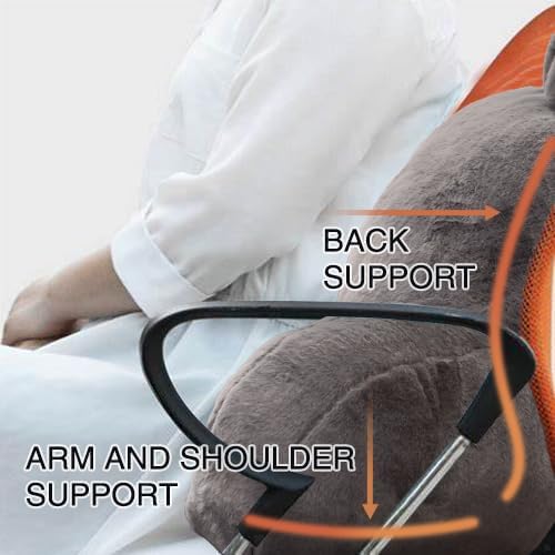 Holawakaka Large Reading Pillow for Sitting up in Bed Sofa Kids Teens, Backrest Pillow with Arms for Boys Girls Women Petites Pregnancy, Back Support Cushion for Couch Floor Nursery Playroom (Grey)