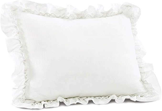 Lush Decor Ella Ruffle Lace Comforter, 2 Piece Set, Twin, Ivory - Cute Comforter - Twin Bedding Set - White Bedding - Coquette Decor - White Lace Trim - Ruffle Trim