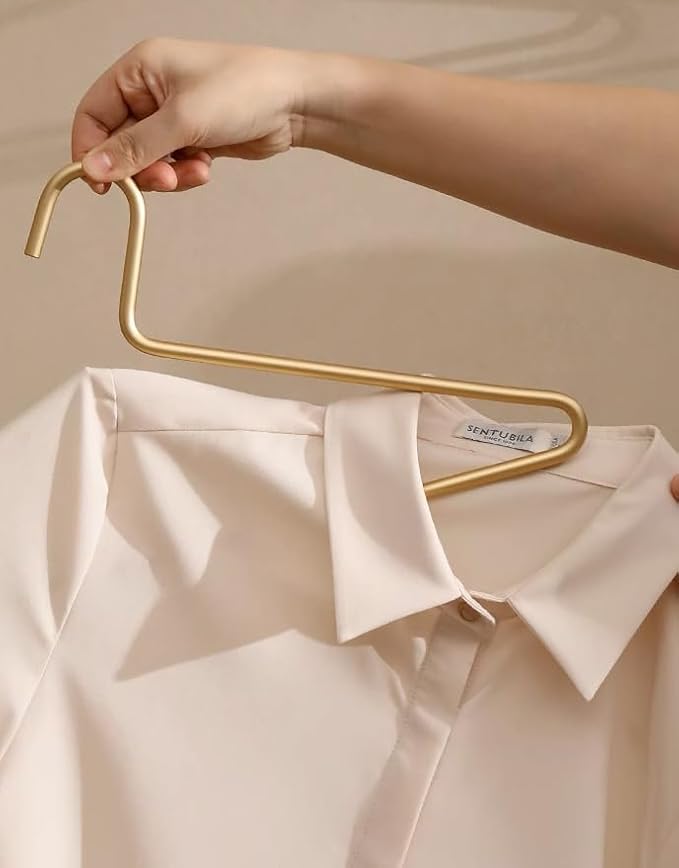 Premium Matte Gold Aluminum Coat Hangers 6 Piece Set, 16.5” Extra Smooth & Durable Metal Shirt Dress Hanger,Aluminum Alloy Hanger,Clothing Support,Clothing Hang