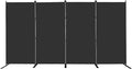 MAYOLIAH 4 Panel Room Divider 6ft Tall Freestanding Privacy Screen 136'' W Portable Office Partition w/Flat Base, Black