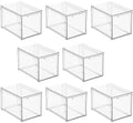 mDesign Plastic Stackable Closet Storage Organizer Bins with Pull Out Drawer for Cabinet, Desk, Shelf, Cupboard, or Dresser Organization - Lumiere Collection - 8 Pack - Clear