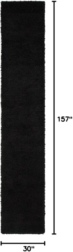 Unique Loom Solid Shag Collection Area Rug (2' 6" x 13' 1" Runner, Jet Black)