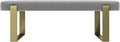VANT Upholstered Bed Bench - Velvet Platinum Grey - Burnished Brass - Contemporary Modern, Bedroom Bench Seat, Hallway, or Entryway