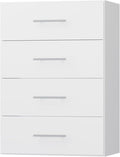 4 Drawer Short Tower Closet Unit, Modular Closet System, Wood Closet System Organizer with Storage for Walk In Closets, Clothing Rack Closet for Hanging Clothes, Bedroom, White, 31.5"W