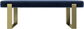 VANT Upholstered Bed Bench - Velvet Navy - Burnished Brass - Contemporary Modern, Bedroom Bench Seat, Hallway, or Entryway