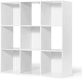 CAPHAUS Sturdy Room 11-Inch Cube Storage Organizer Shelf, with Thick Exterior Edge, Storage Shelf Divider w/Back, Bookcase, 9-Cube, White