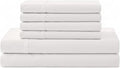 Linen Home 100% Cotton Percale Sheet Set, Cal King Size, White, Deep Pocket, 6 Pieces Set - 1 Flat, 1 Deep Pocket Fitted Sheet and 4 Pillowcases, Crisp Cool and Strong Bed Linen