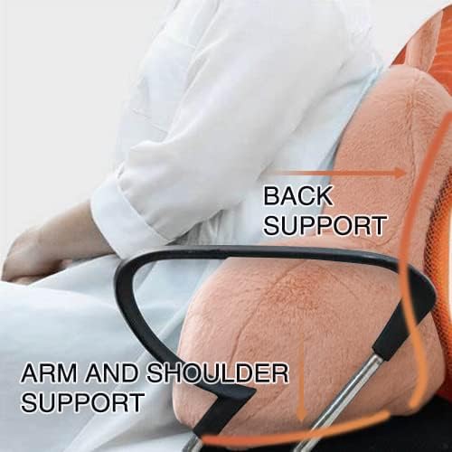 Holawakaka Reading Pillow for Sitting up in Bed Sofa Kids Teens, Backrest Pillow with Arms for Girls Women Petites Pregnancy, Back Support Cushion for Couch Floor Nursery Playroom Blush
