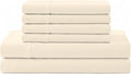 Linen Home 100% Cotton Percale Sheet Set, King Size, Ivory, Deep Pocket, 6 Pieces Set - 1 Flat, 1 Deep Pocket Fitted Sheet and 4 Pillowcases, Crisp Cool and Strong Bed Linen