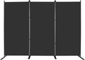 MAYOLIAH 3-Panel Black Room Divider 6ft Tall Folding Privacy Screen w/Flat Base Portable Office Partition Indoor Wall Separator 101" W X 72" H