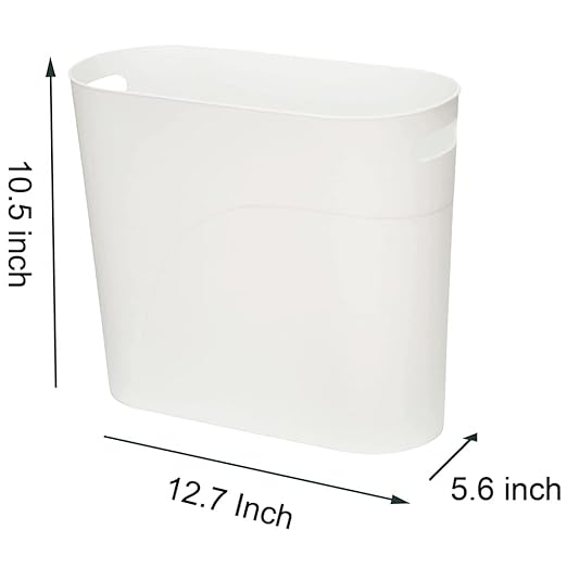 ROYFACC Small Trash Can Plastic Bathroom Wastebasket 3.2 Gallon Slim Garbage Container Bin with Handle for Home Kitchen Bathroom Bedroom Office, 2 Pack (White)