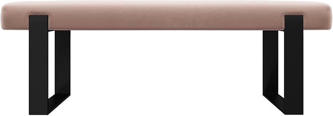 VANT Upholstered Bed Bench - Velvet Blush - Matte Black - Contemporary Modern, Bedroom Bench Seat, Hallway, or Entryway