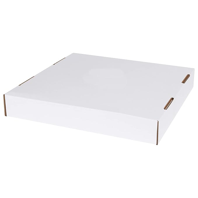 Box USA 40 or 50 Gallon Corrugated Cardboard Trash Can and Recycling Bin Lids (10-Pack) 18"L x 18"W x 3"H, White, Reusable and Disposable Garbage Lid for Parties and Outdoor Events