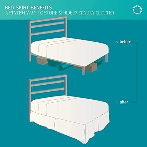 Rajlinen Ruffled Bed Skirt Full, 18 Inch Drop Dust Ruffle with Split Corners, 100% Microfiber Bedskirt with Platform, Three-Sided Coverage Ruffled Gathering Design, Light Blue