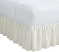 Rajlinen Ruffled Bed Skirt King, 12 Inch Drop Dust Ruffle with Split Corners, 100% Microfiber Bedskirt with Platform, Three-Sided Coverage Ruffled Gathering Design, Ivory