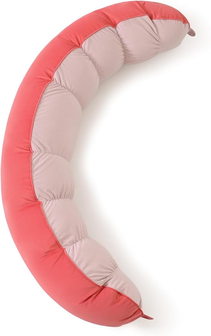 Peallow(Pat. Pend) – Long Round Body Pillow for Adults, Bolster Pillow for Sleeping, Soft and Supportive Pillow for Sleeping & Lumbar Support(Coral Peach,59")