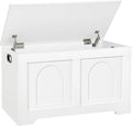 DINZI LVJ Storage Chest, 31.5”Wooden Toy Box with 2 Safety Hinges, Entryway Storage Bench with Flip-Top, Sturdy Storage Trunk for Living Room, Bedroom, Easy Assembly, White