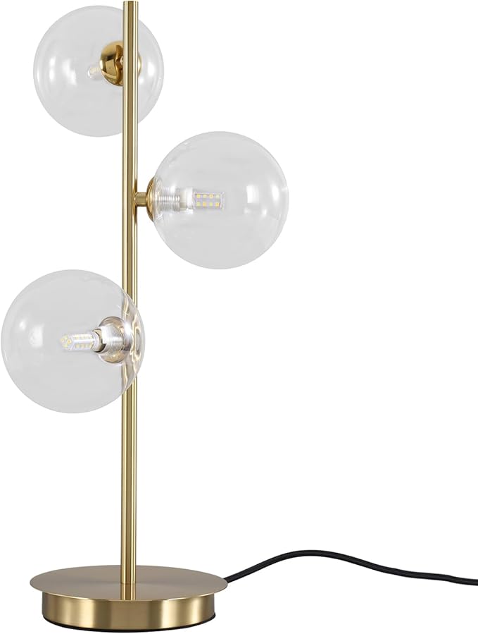 Glass Table lamp Gold,3-Globe Table lamp Tall,Reading Lamp for Bedroom Living Room Study Room