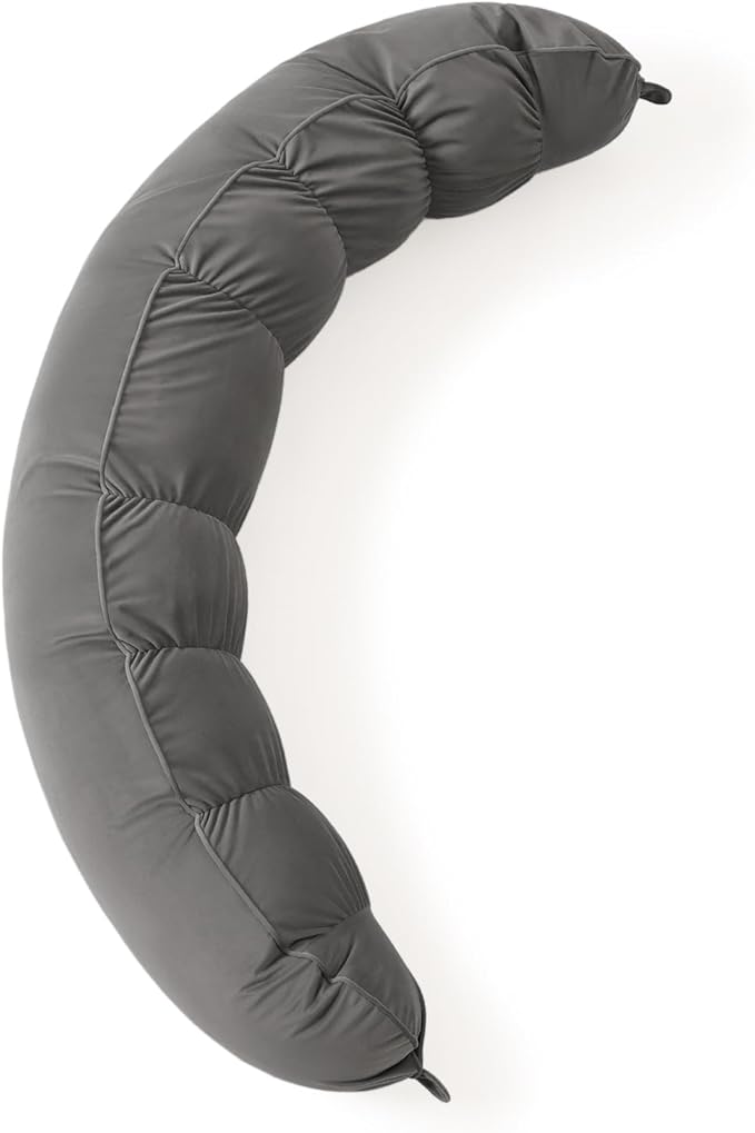 Peallow(Pat. Pend) – Long Round Body Pillow for Adults, Bolster Pillow for Sleeping, Soft and Supportive Pillow for Sleeping & Lumbar Support (Urban Grey, 59")