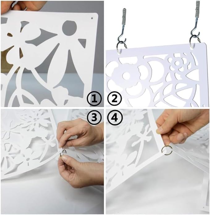12+4PCS KEIBIKEIDI Hanging Room Divider Screens Made of Environmentally PVC, Simple and Modern White Hanging Panel Screen for Decoration Home, Livingroom,Bedroom, Kitchen, Dining Room,Hotel and Bar