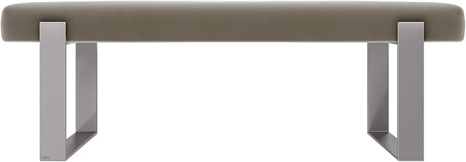 VANT Upholstered Bed Bench - Velvet Sand Storm - Brushed Nickel - Contemporary Modern, Bedroom Bench Seat, Hallway, or Entryway