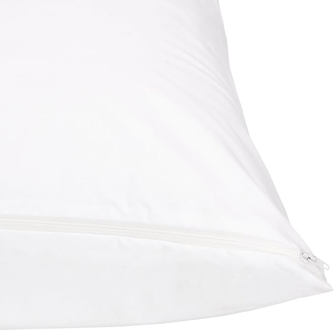 Amazon Basics King Pillow Pillowcase with Zipper, 100% Cotton Hypoallergenic, Pillow Protector, White (37 x 21 Inches), Pillows Not Included