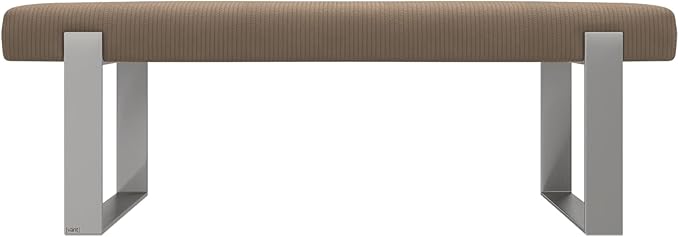 VANT Upholstered Bed Bench - Ribbed Taupe - Brushed Nickel - Contemporary Modern, Bedroom Bench Seat, Hallway, or Entryway