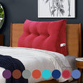 WOWMAX 100% Cotton Corduroy Headboard Pillow – Twin Size Back Support Reading Wedge for Bed & Daybed, Plush Handmade Bolster Cushion with Removable Cover, Cozy Bed Rest Pillow, Red