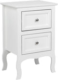Bonnlo White Nightstand with 2 Drawers, Night Stands for Bedrooms, Small Bed Side Table/White Night Stand with Drawers for Small Spaces, College Dorm, Kids’ Room, Living Room, French, 16W x 12D x 24H