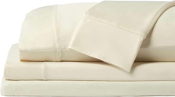 SHEEX - Original Performance Sheets Set (Split King) Ecru - Cooling Sheets - Moisture Wicking - 1 Flat Cooling Sheet, 1 Fitted Cooling Sheet, 2 King Pillow Covers - Wrinkle Free - Sleep Aid
