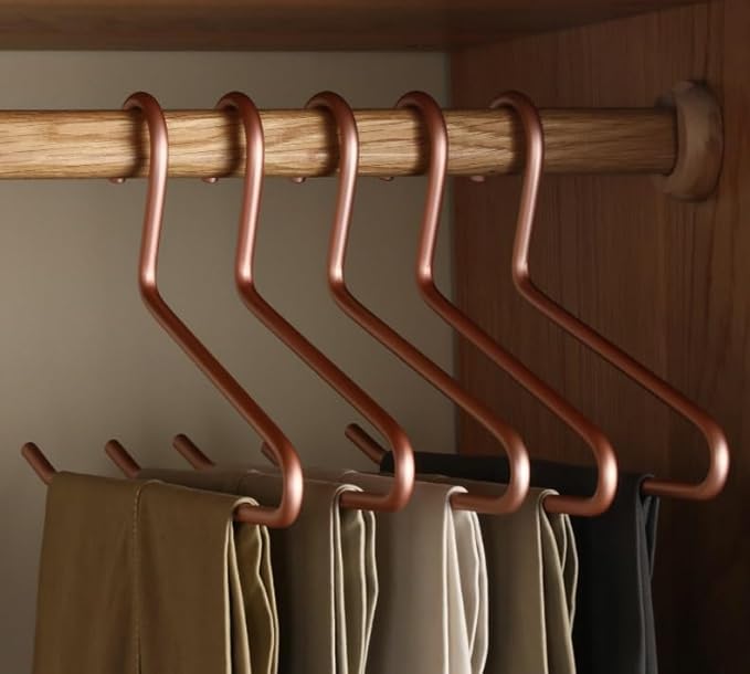 Premium Matte Gold Aluminum Pants Hanger 10 Pack, 13.7” Extra Smooth & Durable Metal Shirt Dress Hanger,Aluminum Alloy Hanger,Clothing Support,Clothing Hang
