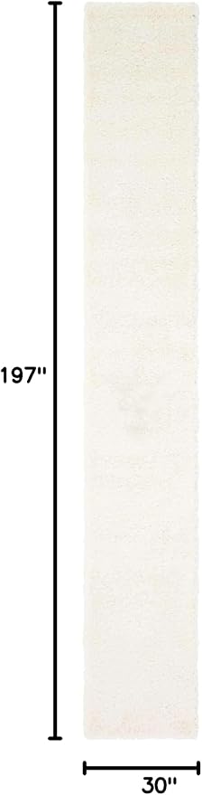Unique Loom Solid Shag Collection Area Rug (2' 6" x 16' 5" Runner, Snow White)