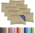 Queen Pillow Cases Set of 8 - Ultra Soft Hotel Quality Pillowcase Covers - Comfy & Wrinkle Free - Shrink, Stain and Fade Resistant - Easy-Care, Machine Washable Pillow Protectors - 8 Pcs Set - Beige