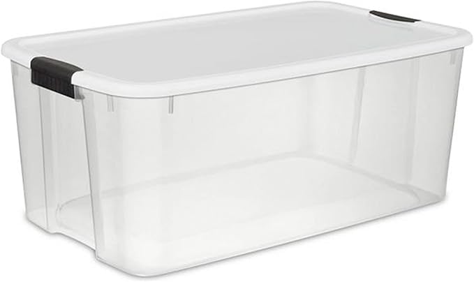 Sterilite 8 Pack Ultra Storage Totes, Lidded Plastic Containers, 116 Qt and 70 Qt, Clear
