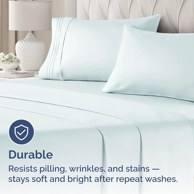 King Pillow Cases Set of 2 - Ultra Soft Hotel Quality Pillowcase Covers - Comfy, Cozy & Wrinkle Free - Shrinkage, Stain and Fade Resistant - Machine Washable Pillow Protectors - 2 Piece Set - Ice Blue