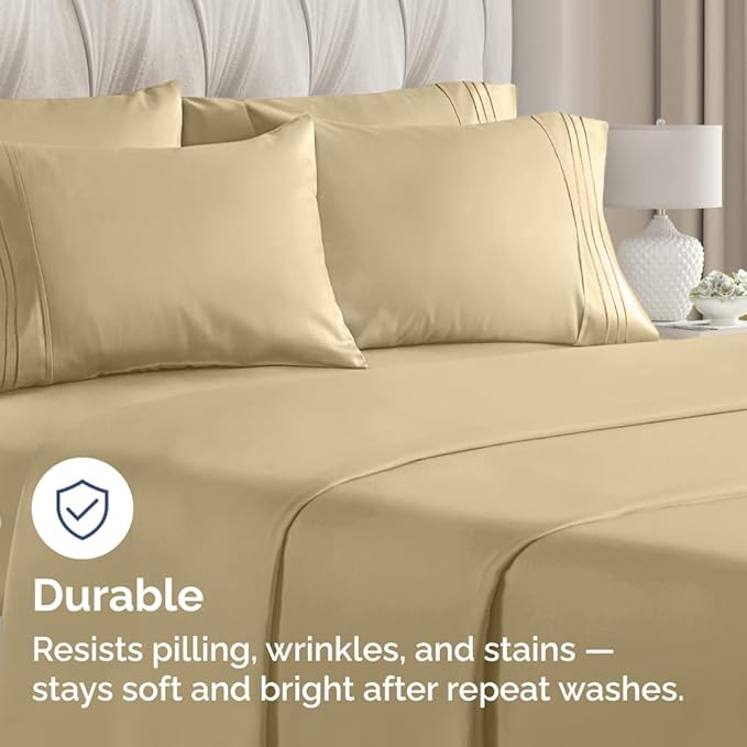Queen Pillow Cases Set of 8 - Ultra Soft Hotel Quality Pillowcase Covers - Comfy & Wrinkle Free - Shrink, Stain and Fade Resistant - Easy-Care, Machine Washable Pillow Protectors - 8 Pcs Set - Beige