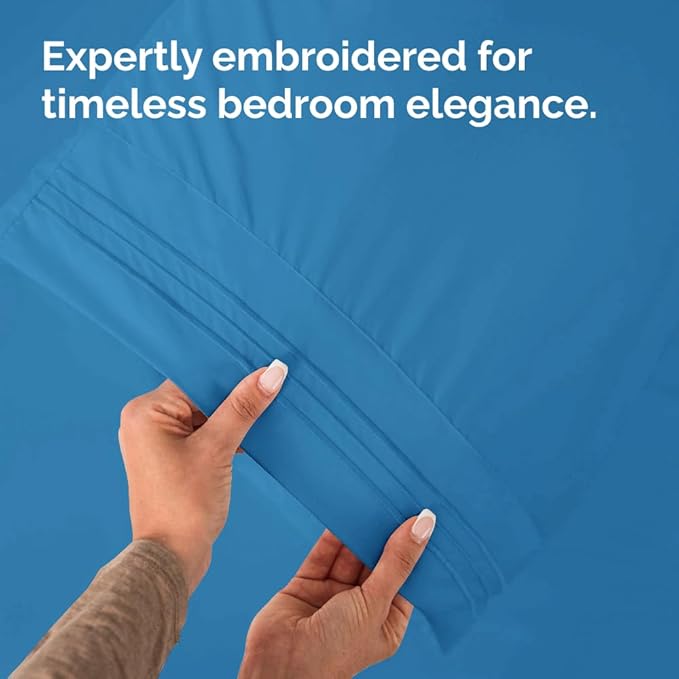 Queen Pillow Cases Set of 2 - Ultra Soft Hotel Quality Pillowcase Covers - Comfy, Cozy & Wrinkle Free - Shrink, Stain & Fade Resistant - Machine Washable Pillow Protectors - 2 Piece Set - Denim Blue