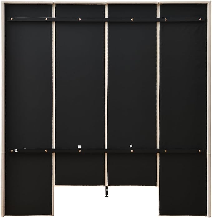 VELOCAVA Queen Size Upholstered Bed Frame with Extra Tall 71.5" 3D Geometric Headboard, Velvet-Like Fabric, 2 Storage Drawers, 30 Wood Slats, Adjustable Center Support, No Box Spring Needed, Beige