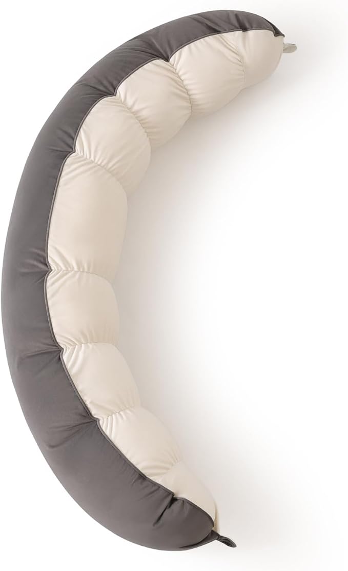 Peallow(Pat. Pend) – Long Round Body Pillow for Adults, Bolster Pillow for Sleeping, Soft and Supportive Pillow for Sleeping & Lumbar Support (Gray-White, 59")